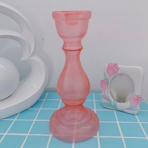SOLD- Single pink frosted candelabra